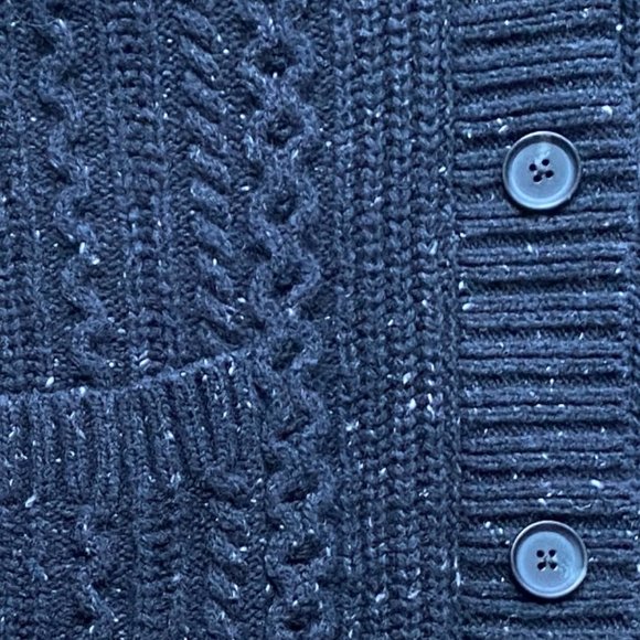 Lands' End Cable Knit Fisherman Sweater Wool Blend Shawl Grandpa Cardigan-XL/P18 - Picture 3 of 6